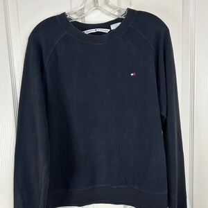 Tommy Hilfiger Womens Sweatshirt Long Sleeve Black Logo Crew Neck Pullover L